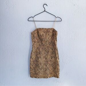 Urban Outfitters Leopard linen blend Mini Dress Size 2